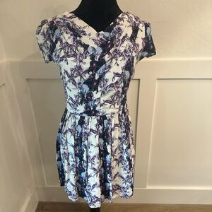 Topshop Floral Print Dress - White and Purple‎